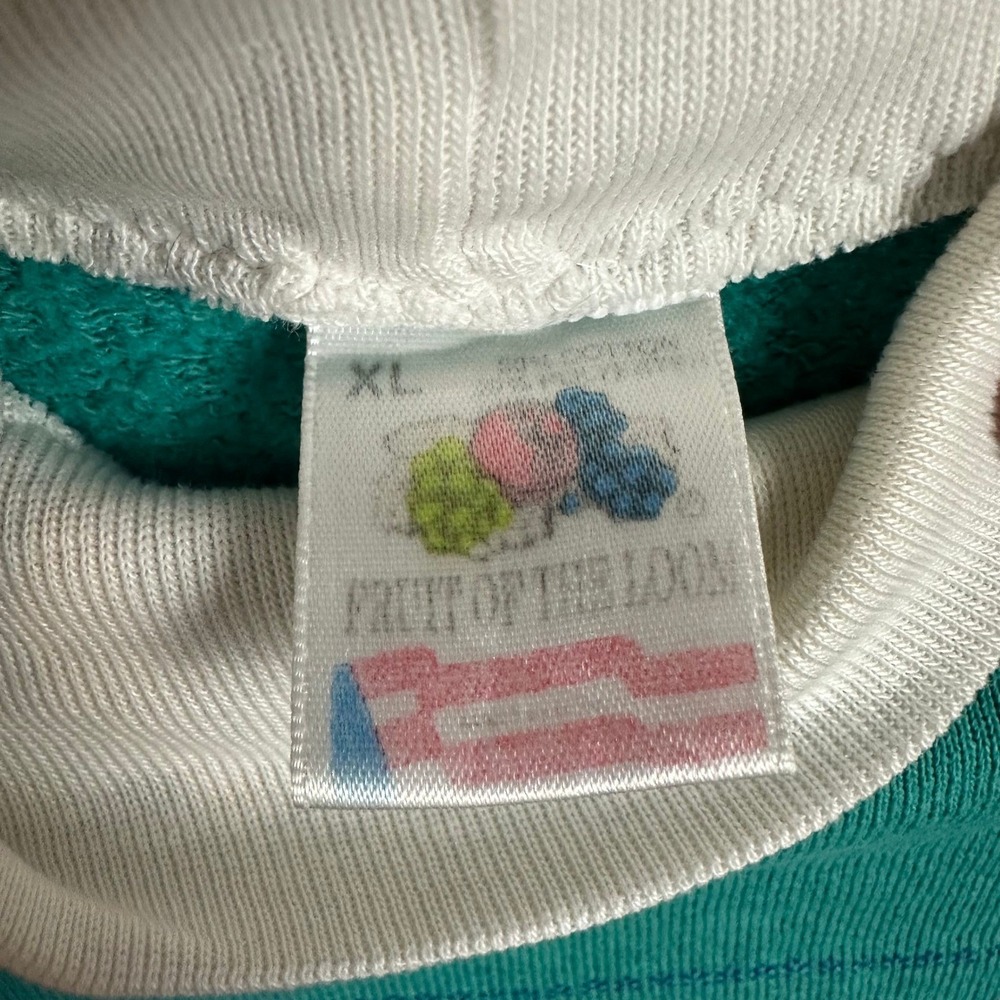 Vintage Fruit of the Loom Country Winter Mock Neck Sweatshirt‎ Teal XL Barn Farm - Picture 5 of 12